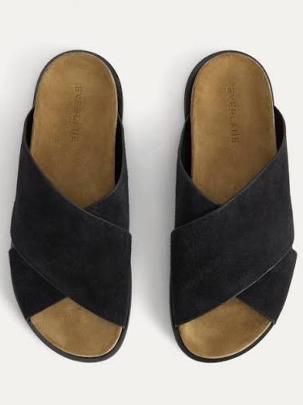 Everlane Black Suede Crossover Slide Sandals - 9